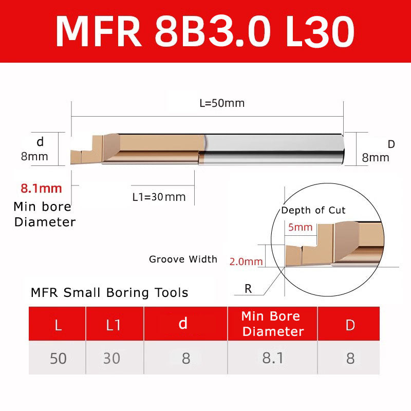 4051 MFR tungsten steel end face slot cutter, small diameter inner hole boring cutter, hard integral alloy small hole end face CNC MFL turning tool holder Shandong Denso Pricision Tools Co.,Ltd.